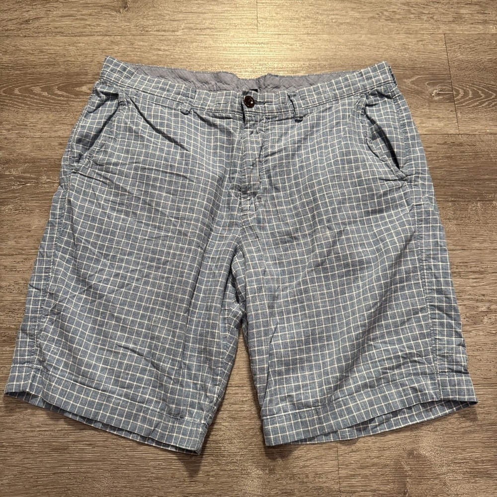 J Crew Shorts Mens 36 Blue Windowpane Club Short 100% Cotton 10" Preppy‎ Casual